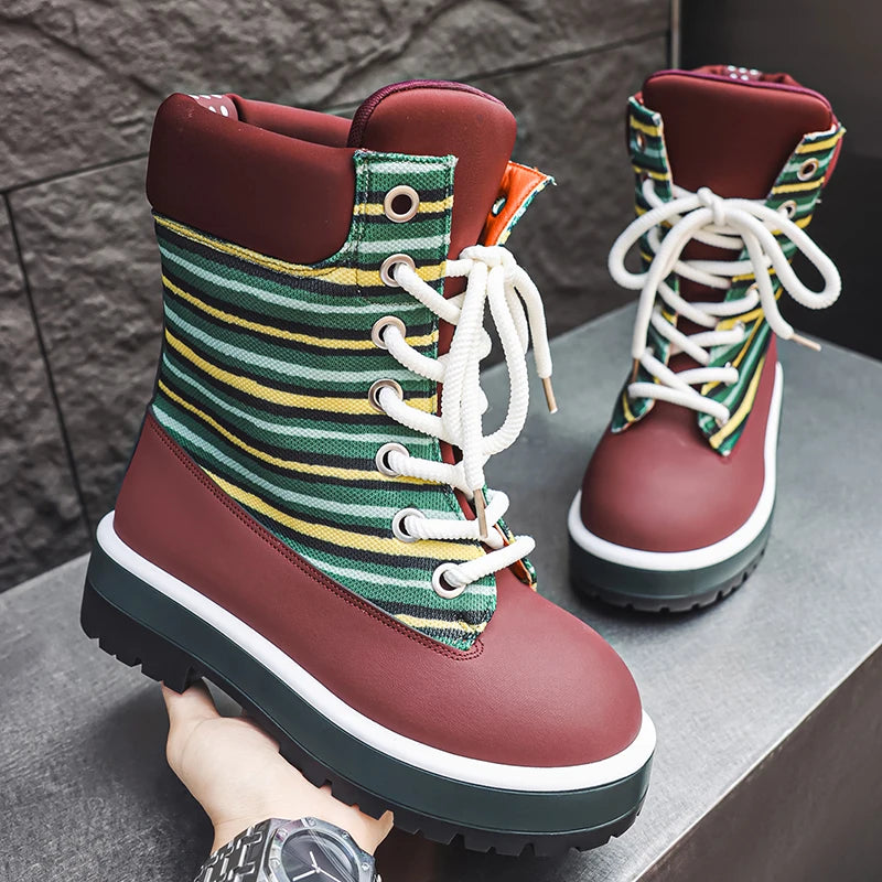 Womens Men Increased Strong Outsole Toe Boots