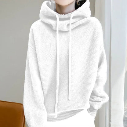 High Neck Hooded Sweatshirt Dress Chic Office Pullover For Women
