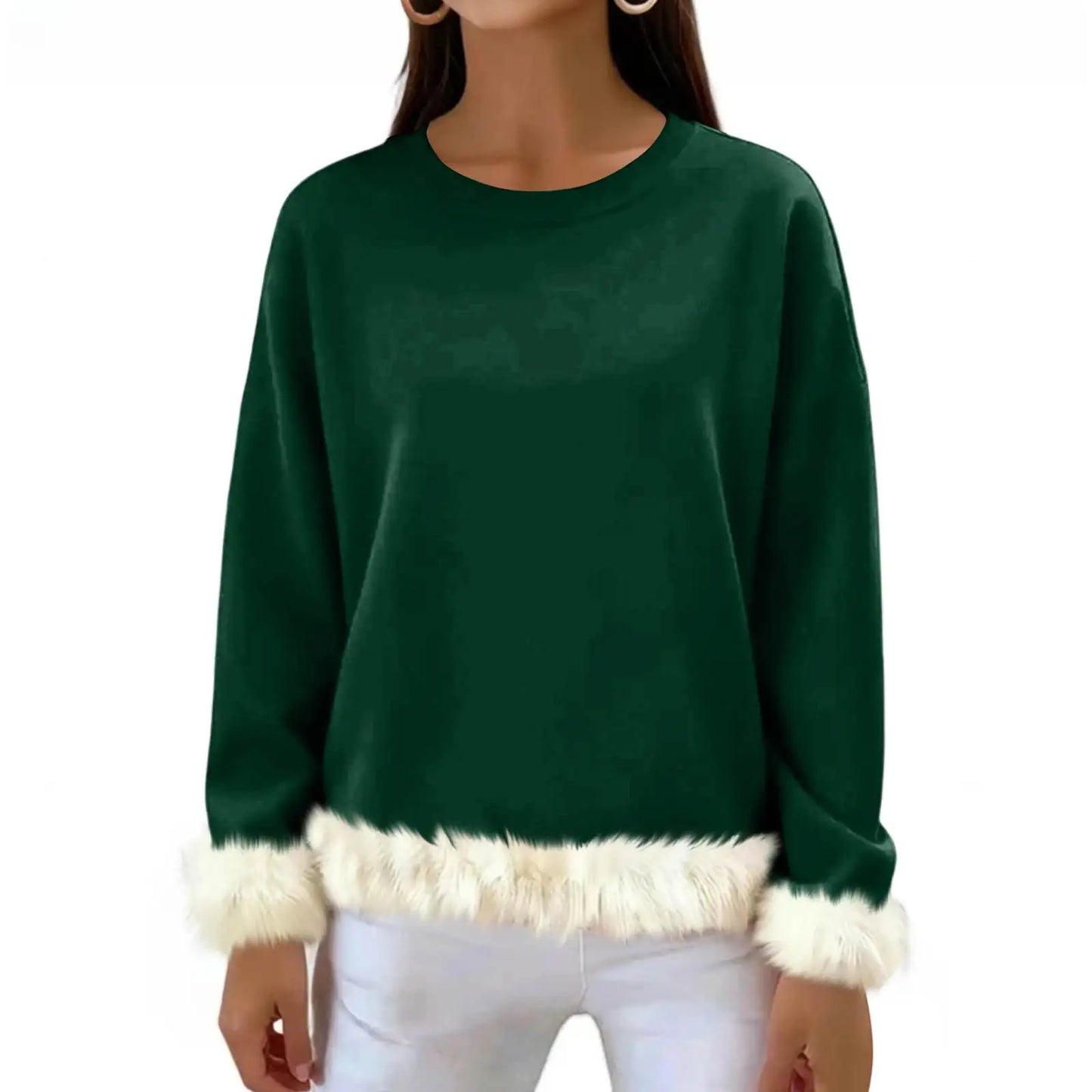 Women O Neck Casual Solid Color Sweaters
