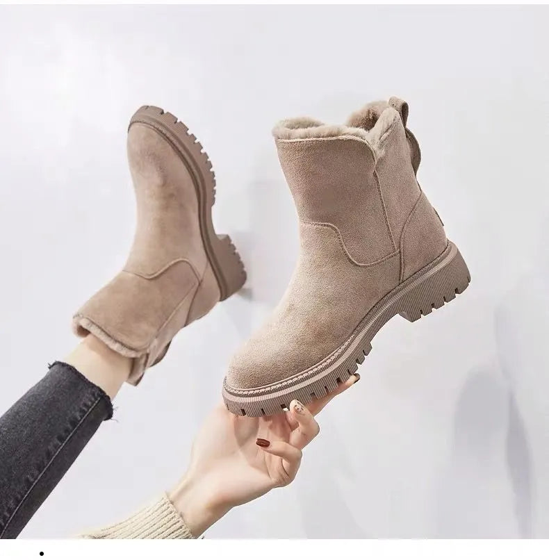 Rough Terrain Style Zipper Closure Snow Boots For Women