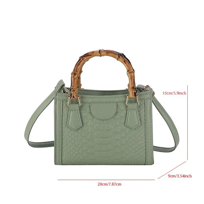 Artisanal Detail: Textured Bamboo-Handle Structured Bag