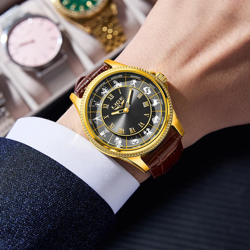 30m Water Resistance Genuine Leather Mens Luxury Quartz Watches