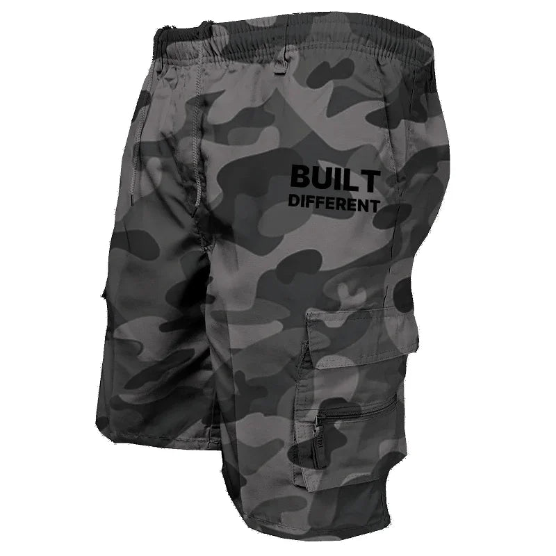 Safari Style Camouflage Printed Drawstring Men Casual Shorts