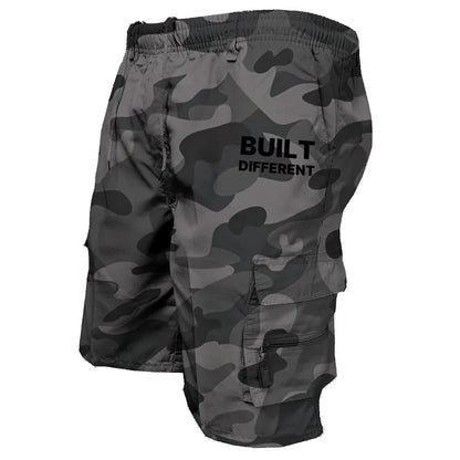 Safari Style Camouflage Printed Drawstring Men Casual Shorts
