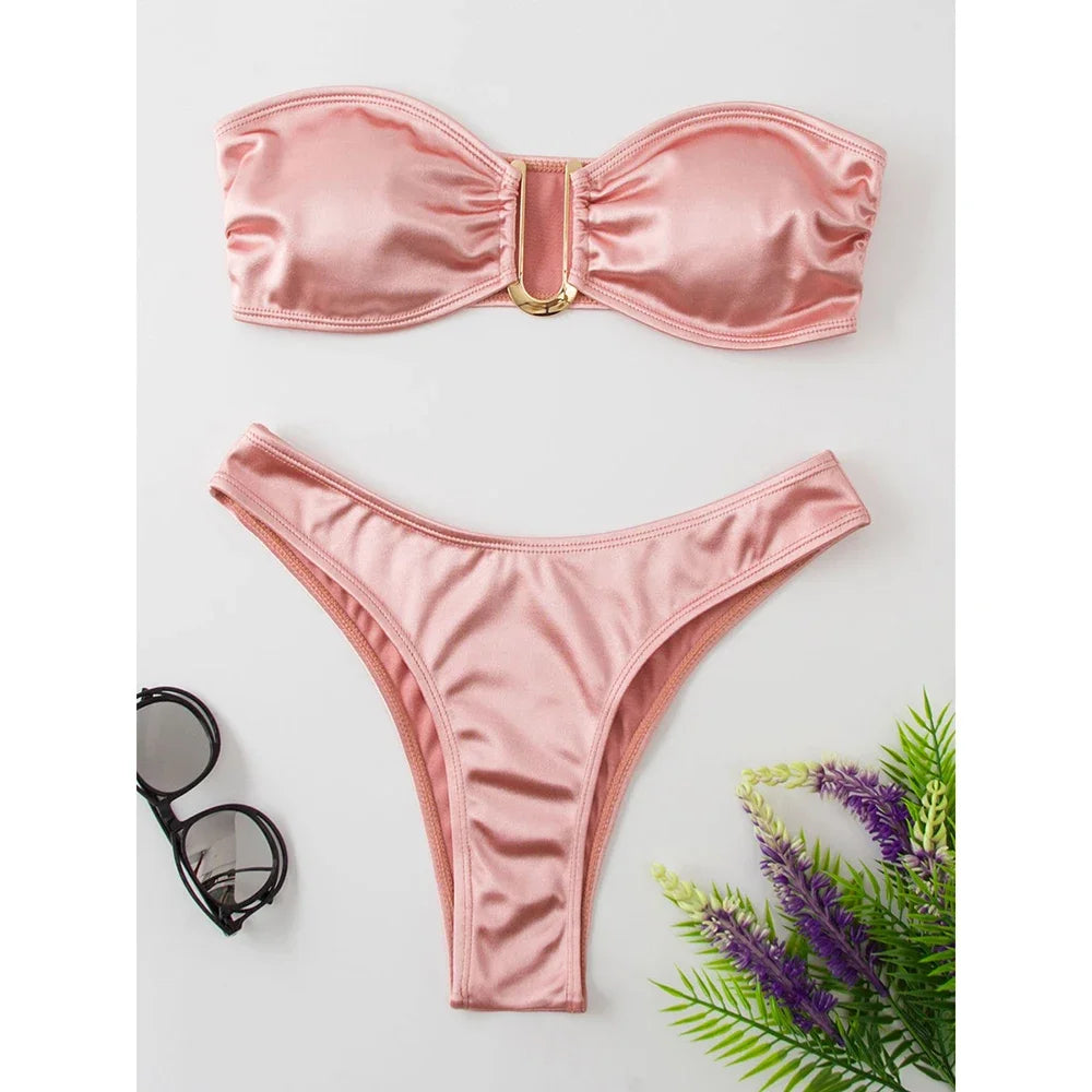Shimmering Brown V-Bar Bikini Aesthetic