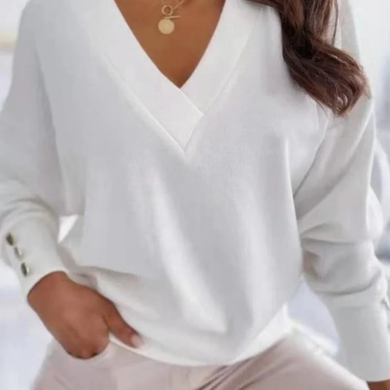 Womens Button Sleeve Loose Sweaters