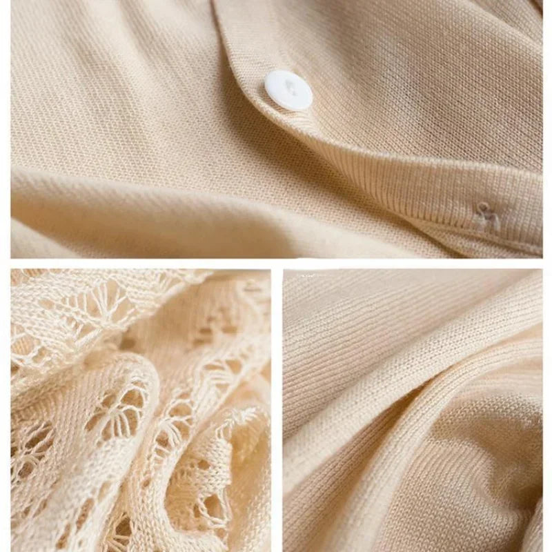 Thin Ice Silk V Neck Long Sleeve Cardigan