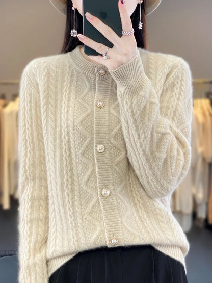 Thick Elastic Knitted Warm Cardigan Sweater