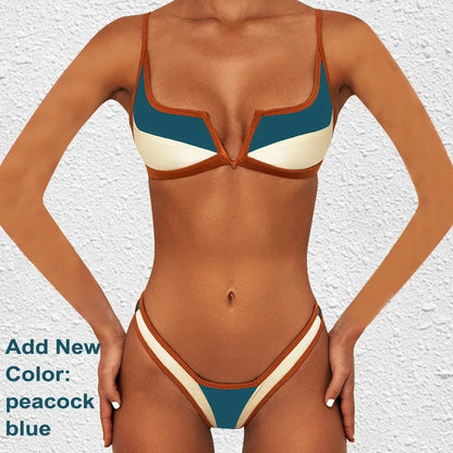 Vintage Style Split Cover Up Green Bikini Set