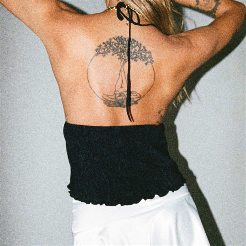 Y2k Tie Up Square Neck Sleeveless Crop Top Lace Trim Milkmaid Shirt Cute Coquette Summer Fashion