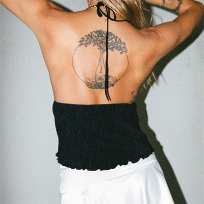 Y2k Tie Up Square Neck Sleeveless Crop Top Lace Trim Milkmaid Shirt Cute Coquette Summer Fashion