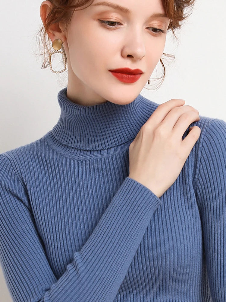 2025 Women S Fall Turtleneck Sweater Soft Knitted Cashmere Pullover Jumper Basic Autumn Winter Sweater For Women