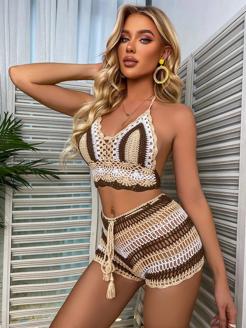 Super Creative Design Crochet Strapless Bikini Suit