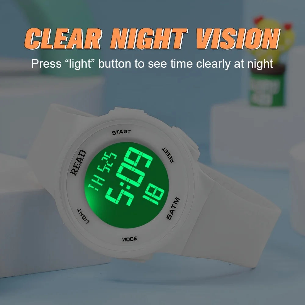 Minimalist Sporty Vibes - Trendy All-White Digital Watch