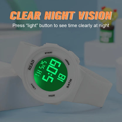 Minimalist Sporty Vibes - Trendy All-White Digital Watch