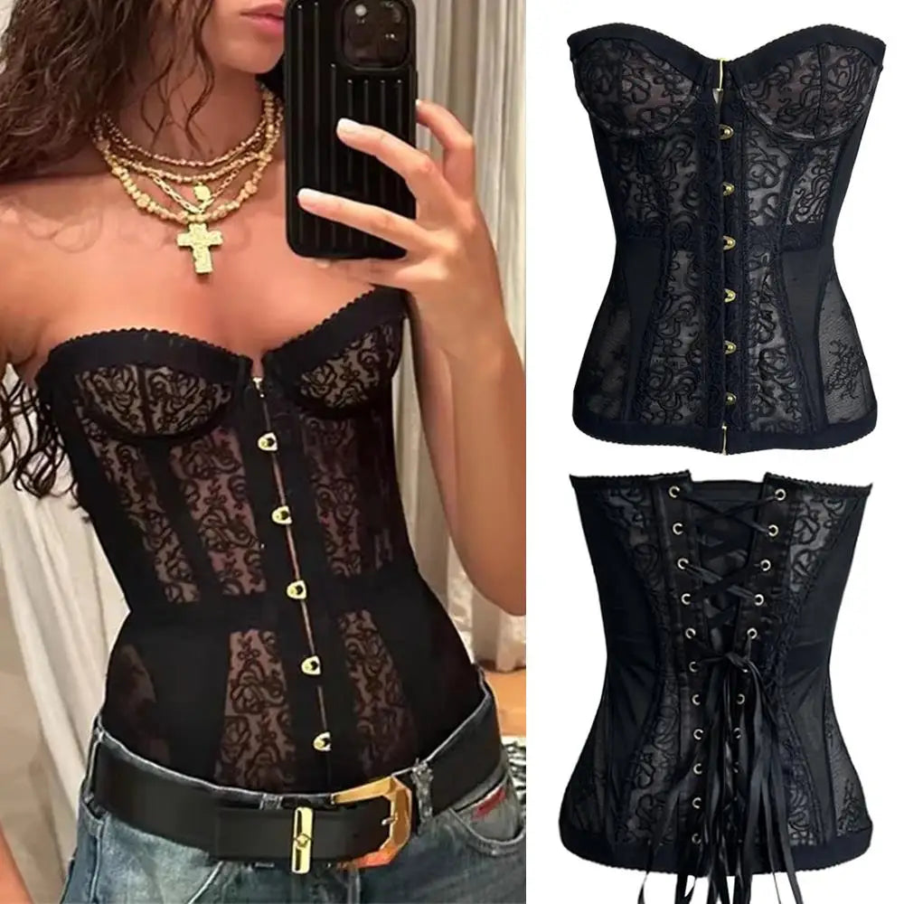 Womens Sleeveless Sexy Strapless Corset Crop Tank Top