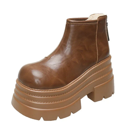 Womens Platform Chunky Bottom Stong Lace Up Winter Boot