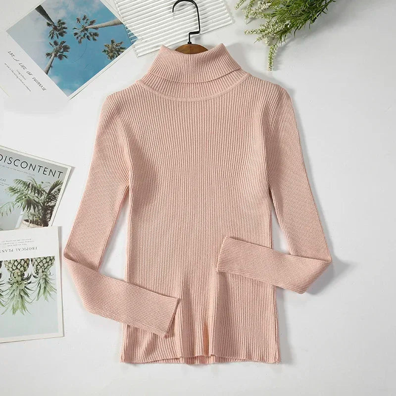 Timeless Basic: Solid Cashmere-Blend Turtleneck Jumper