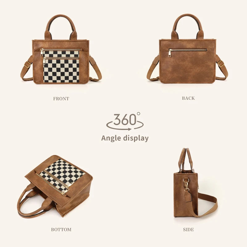Retro Game Checkerboard Mini Fabric Flap Crossbody Sling Bags