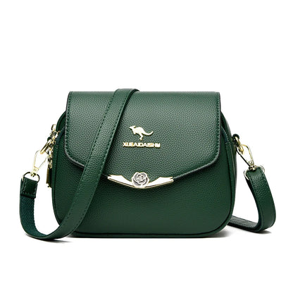 Womens Soft Leather Messenger Bag Casual Crossbody Shoulder Handbag Black Fashion Purse