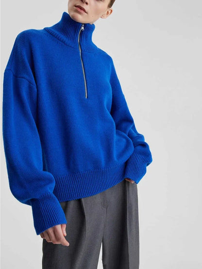 Loose Fit Striped Turtleneck Winter Sweater For Women