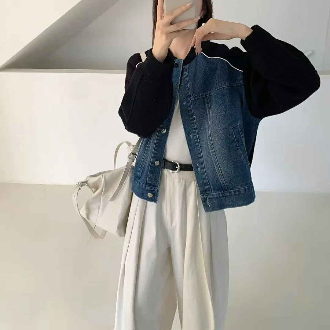 Cool Long Style Denim Pack Knitted Cardigan Sweaters