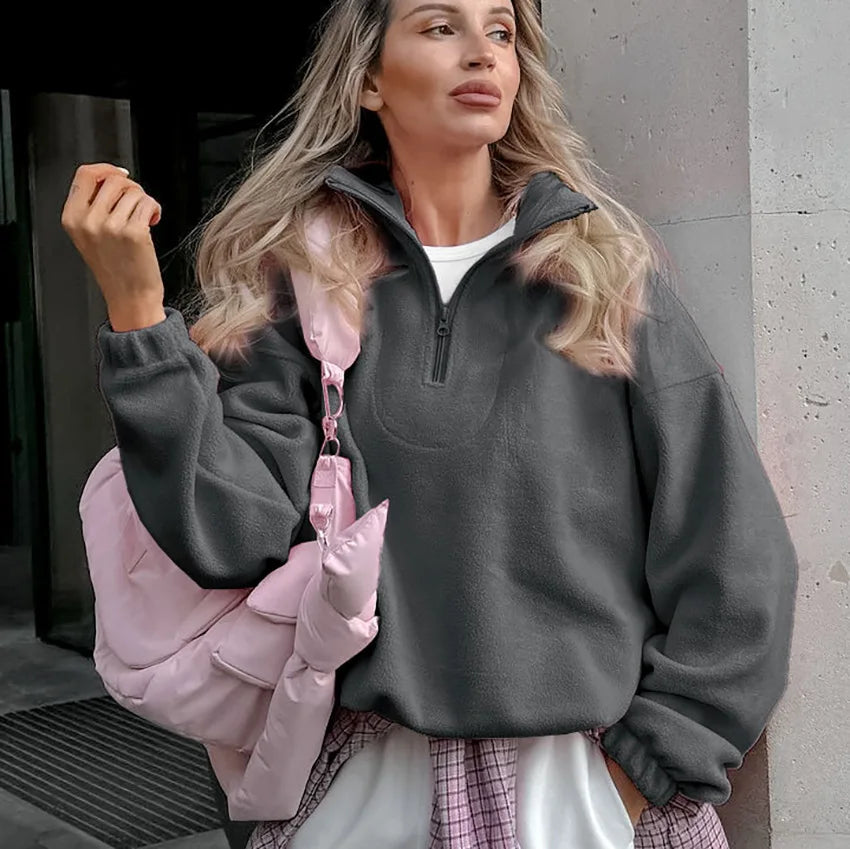 2025 Polar Fleece Hoodie Women S Loose Fit Pullover Sweatshirt For Spring Fall