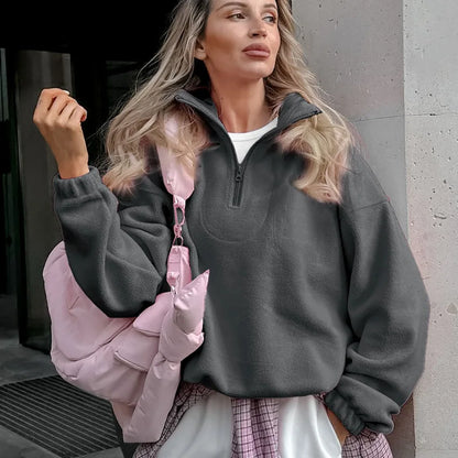 2025 Polar Fleece Hoodie Women S Loose Fit Pullover Sweatshirt For Spring Fall