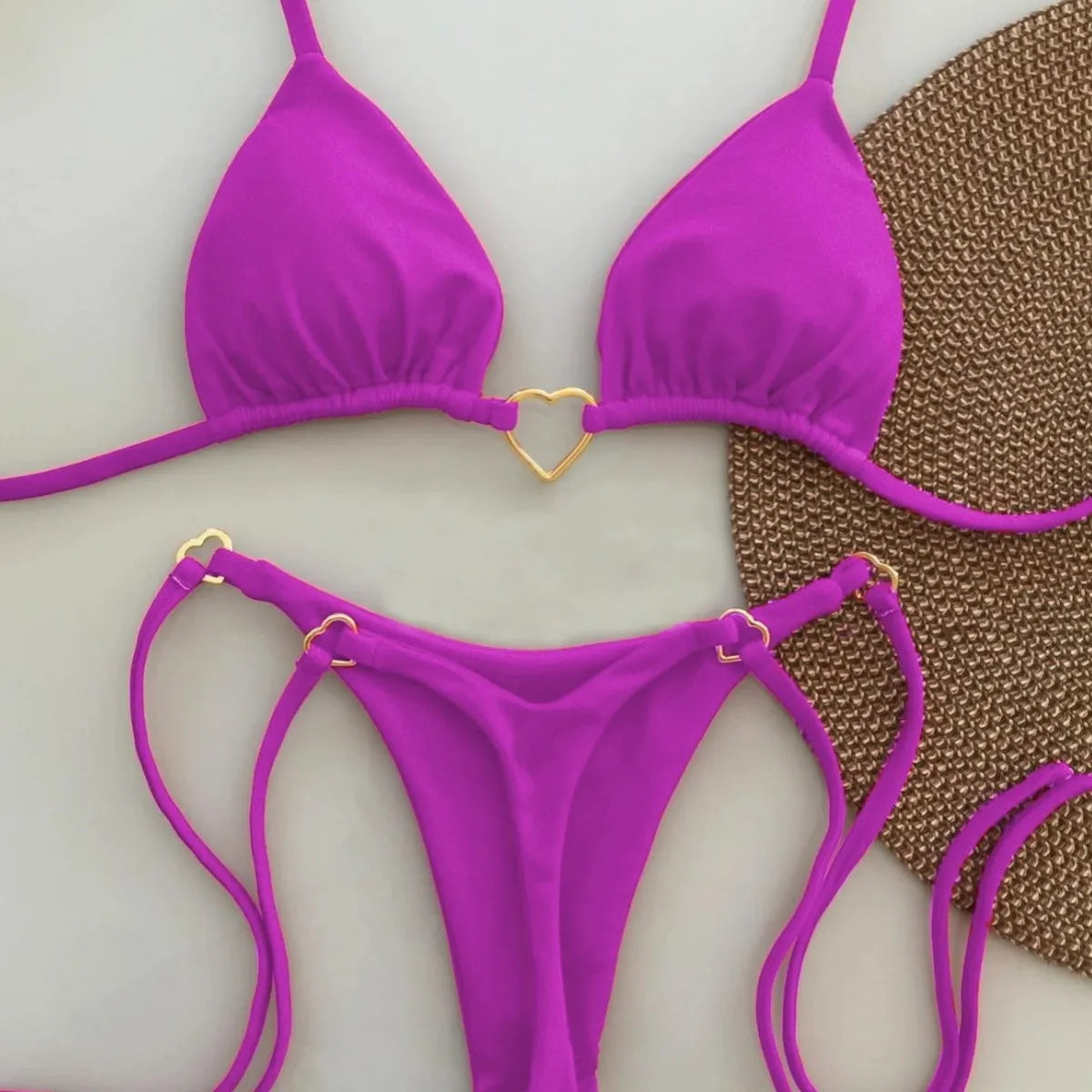 Sexy Simple Solid Women Halter Bikini Set