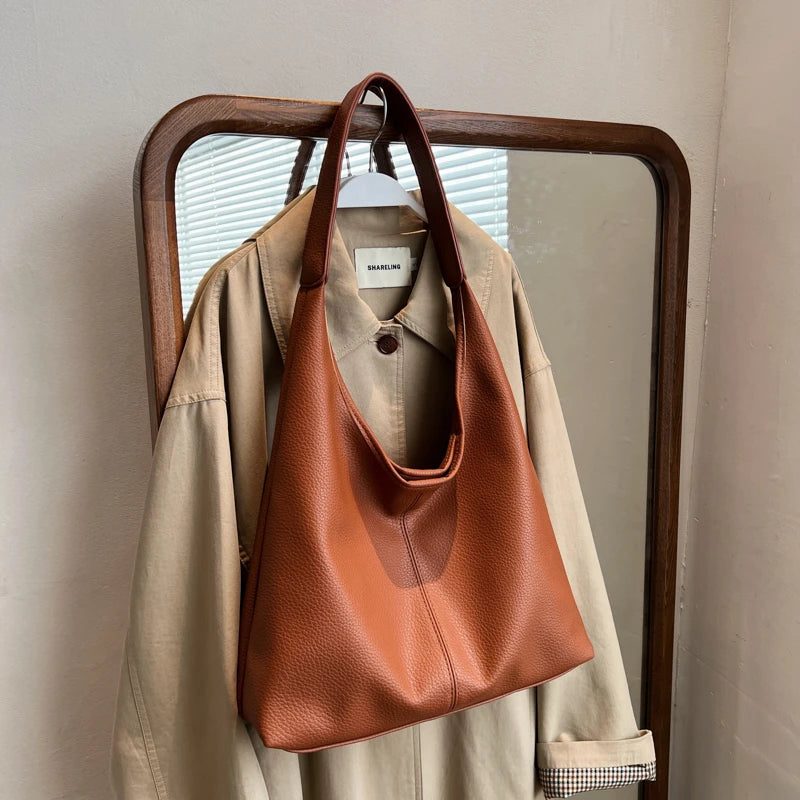 Designer High Capacity Shoulder Bag Simple Solid Color Tote For Women