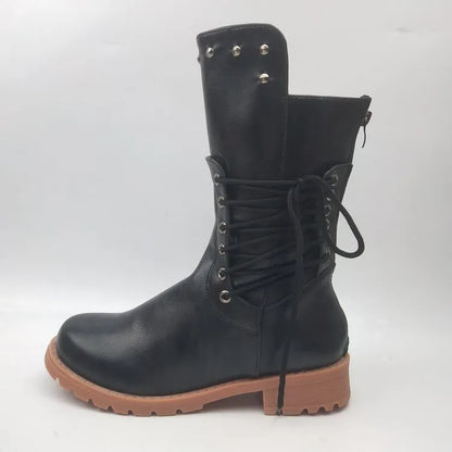 Rivet Accent Mid-Calf Women's Boots: British Style