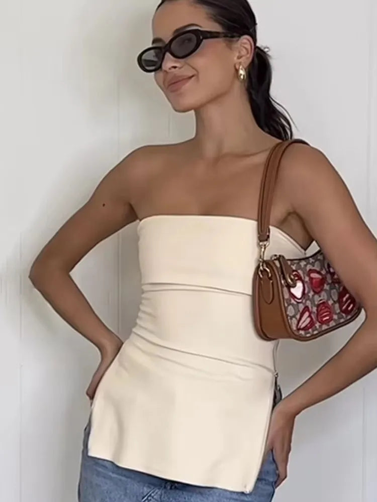 Off Shoulder Backless Sleeveless Tube Top For Women