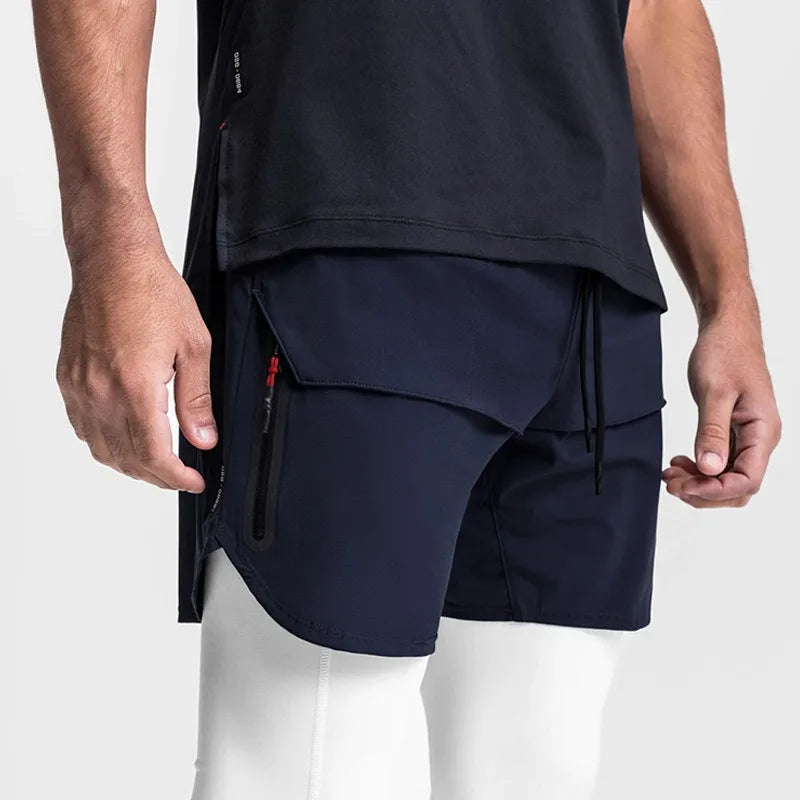 Breathable Quick Dry 2 In 1 Mens Gym Shorts