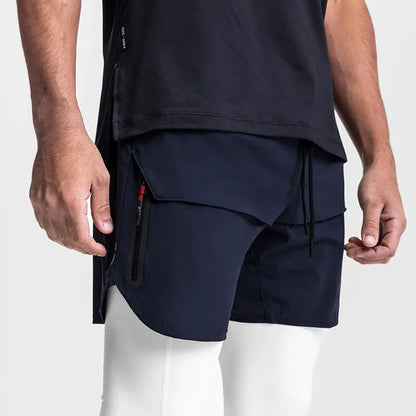 Breathable Quick Dry 2 In 1 Mens Gym Shorts