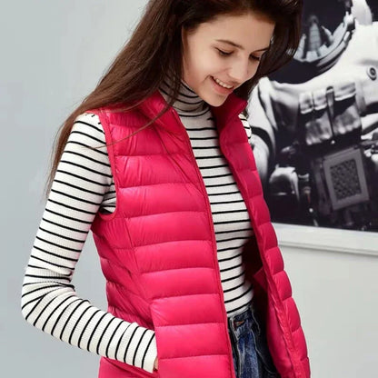 Soft Ultralight Sleeveless White Duck Down Vest For Women