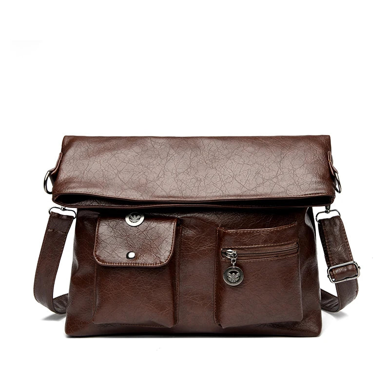 Fashion Pu Leather Underarm Tote Bag Large Capacity Retro Shoulder Crossbody Bag