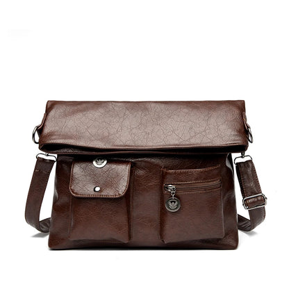 Fashion Pu Leather Underarm Tote Bag Large Capacity Retro Shoulder Crossbody Bag