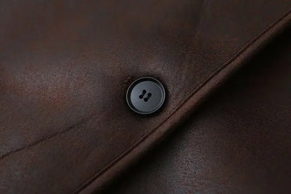 American Retro Style Leather Fur Inteated Windproof Warm Cotton Bomber Jackets Outerwear