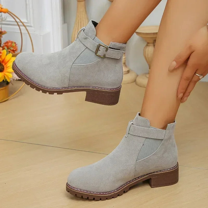Winter Fashion Buckled Slip On Boots