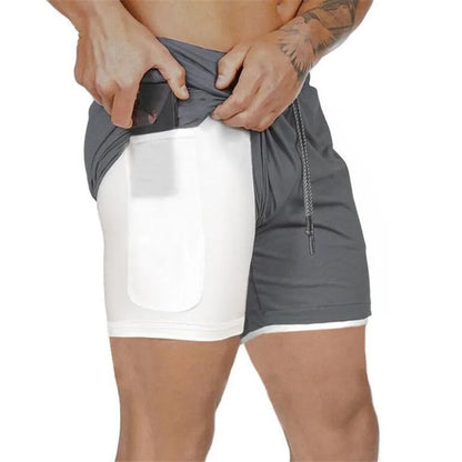 2 In 1 Mens Training Gym Fitness Sport Style Shorts