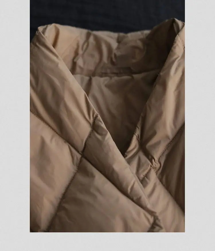 Diamond Grid Oversized Parka – Warm Wide-Waisted Winter Jacket for Women