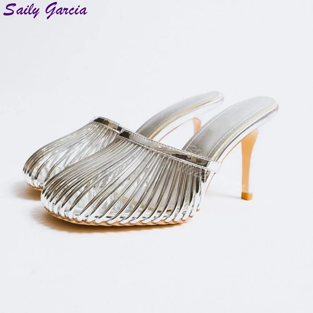 2025 Summer Women S Square Toe Sandals Snake Print Strappy Mules 10 5Cm High Heel Fashion Slippers