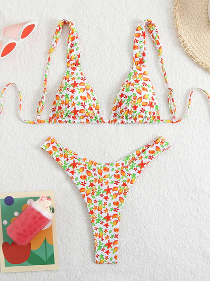 2025 Sexy High Leg Thong Bikini Solid Pink Swimwear 2 Piece Bathing Suit For Women Beachwear