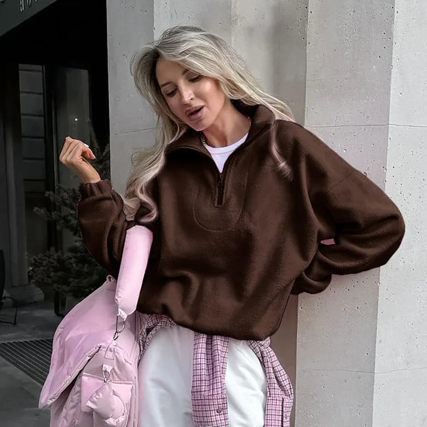 2025 Polar Fleece Hoodie Women S Loose Fit Pullover Sweatshirt For Spring Fall