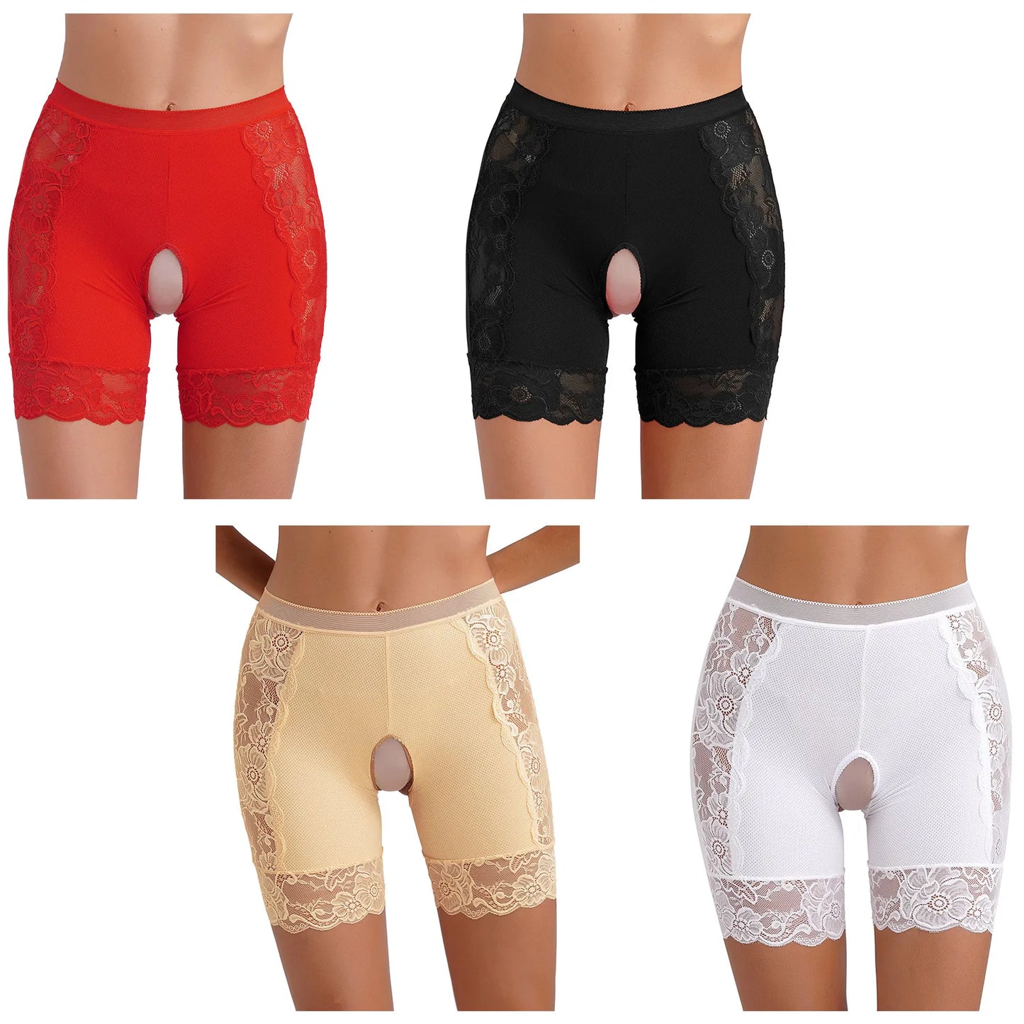 Womens Pocket Design Lace Underwear Shorts