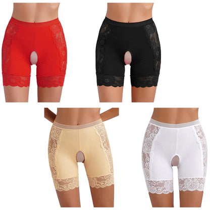 Womens Pocket Design Lace Underwear Shorts