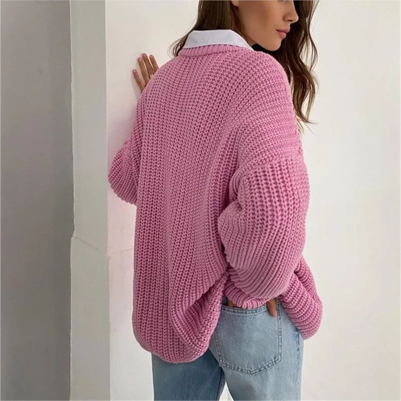 Casual O Neck Elegant Loose Sweaters