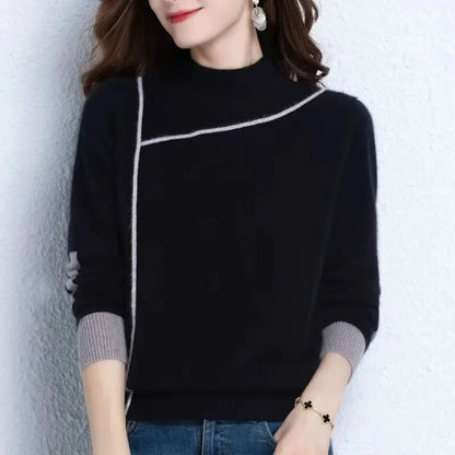 New Korean Turtleneck Knitted Sweater For Women Vintage Warm Twist Loose Pullover Jumper Sueter Mujer