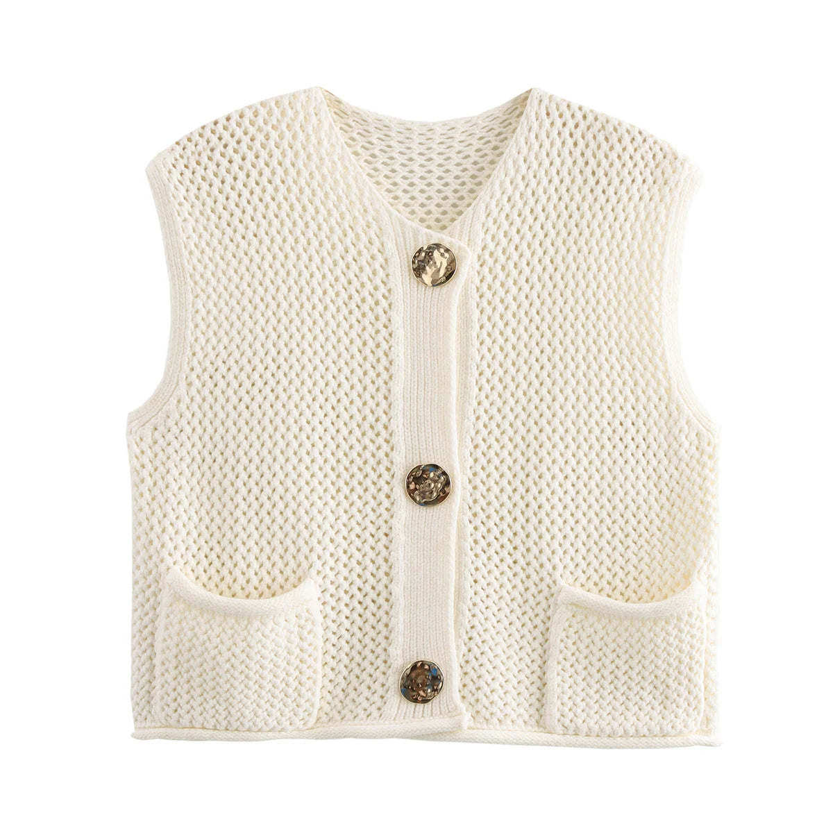 Womens Elegant Round Collar Single Breasted Buttoned Sweaters