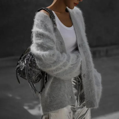 Cozy Mohair Knit Cardigan for Elegant Date Nights